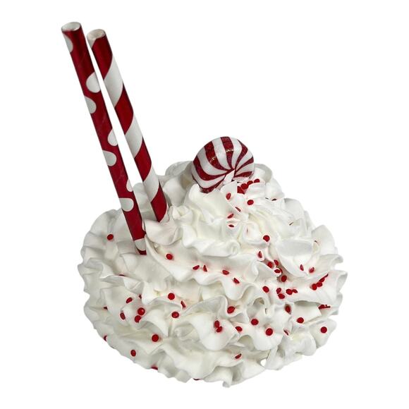 NEW 5" Whip Cream MUG CUP TOPPER Decor Christmas Holiday Straws Sprinkles Candy - Picture 7 of 7